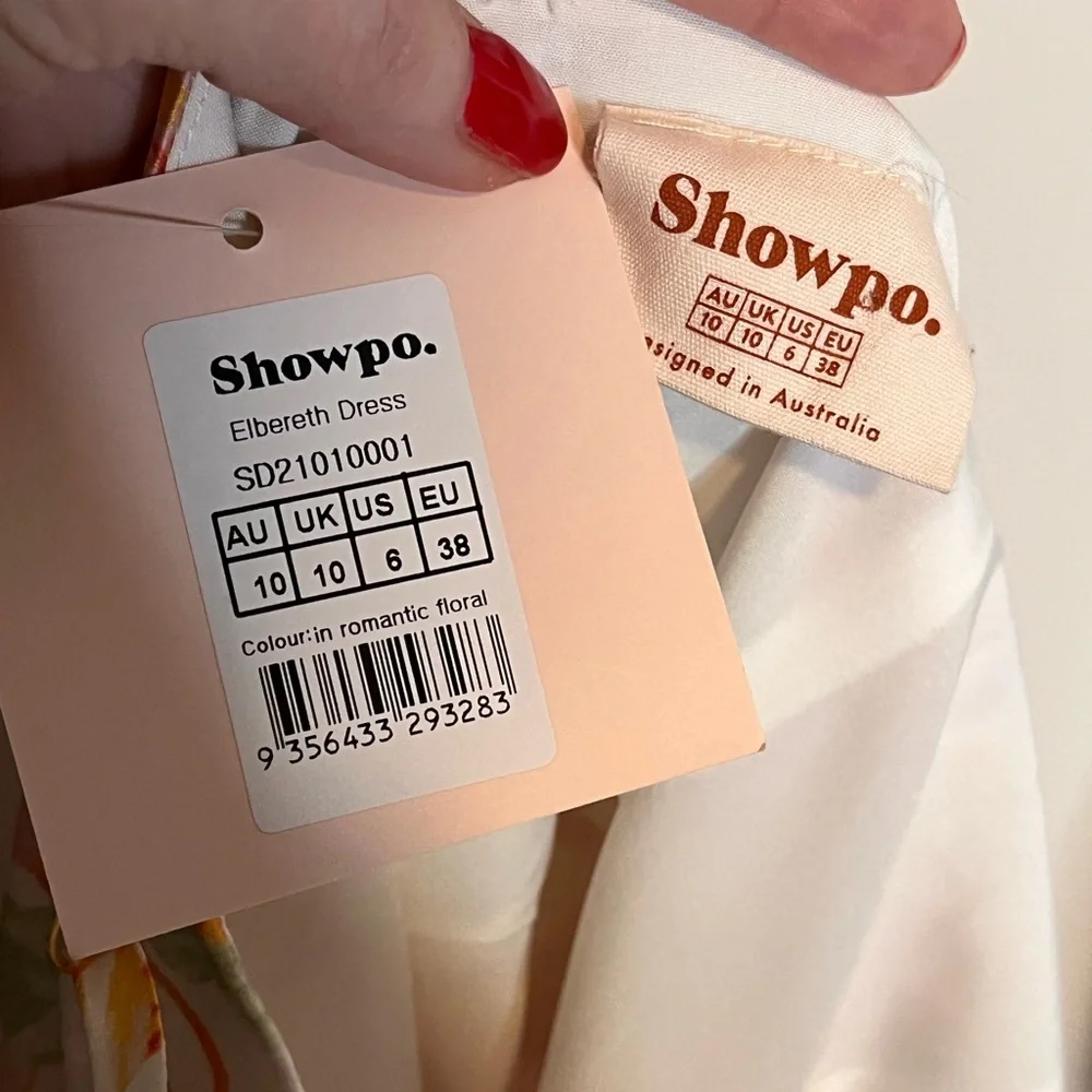NWT SHOWPO Mini Dress Size 6 Elbereth Romantic Floral Adjustable Spaghetti Strap - Picture 4 of 5